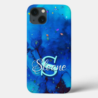 Deep Blue Underwater Alcohol Ink Painting iPhone 13 Case