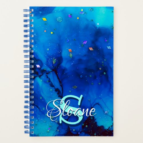 Deep Blue Underwater Alcohol Ink Painting Notebook