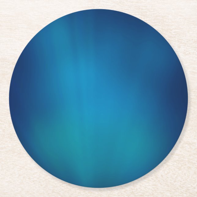 Deep Blue Underwater Glow Round Paper Coaster (Front)
