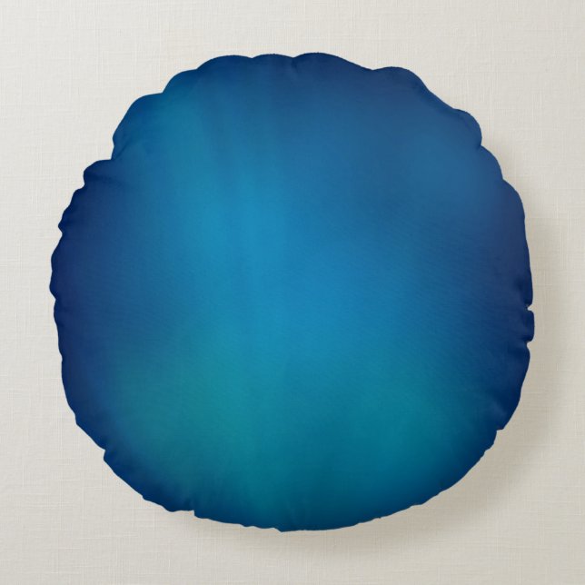 Deep Blue Underwater Glow Round Pillow (Front)