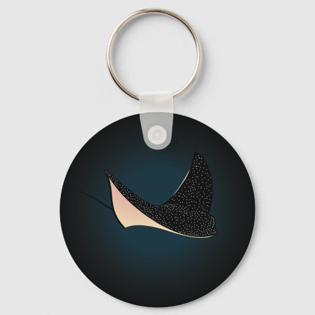 Deep Blue Underwater Spotted Sea Ray Fish Keychain (Front)