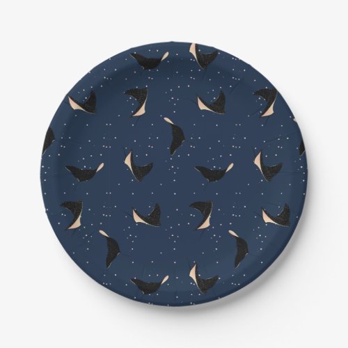 Deep Blue Underwater Spotted Sea Ray Fish Paper Plates