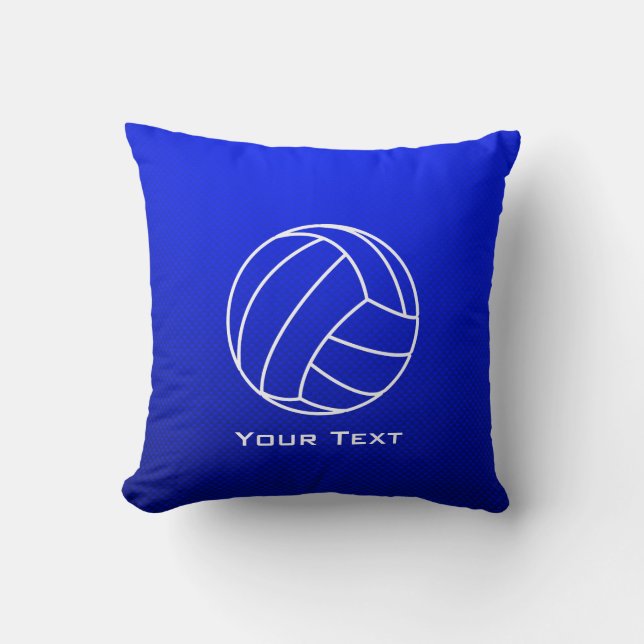 Deep Blue Volleyball Throw Pillow (Front)