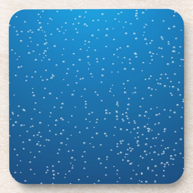 Deep Blue Water and TIny Bubbles Beverage Coaster (Front)