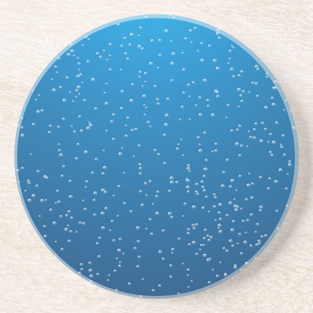 Deep Blue Water and TIny Bubbles Drink Coaster (Front)