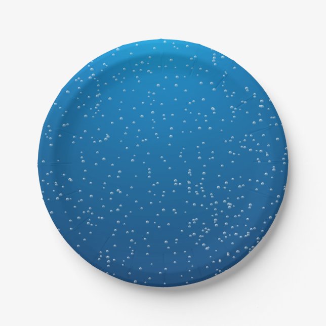 Deep Blue Water and Tiny Bubbles Paper Plates (Front)