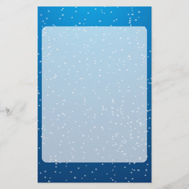 Deep Blue Water and TIny Bubbles Stationery (Front)