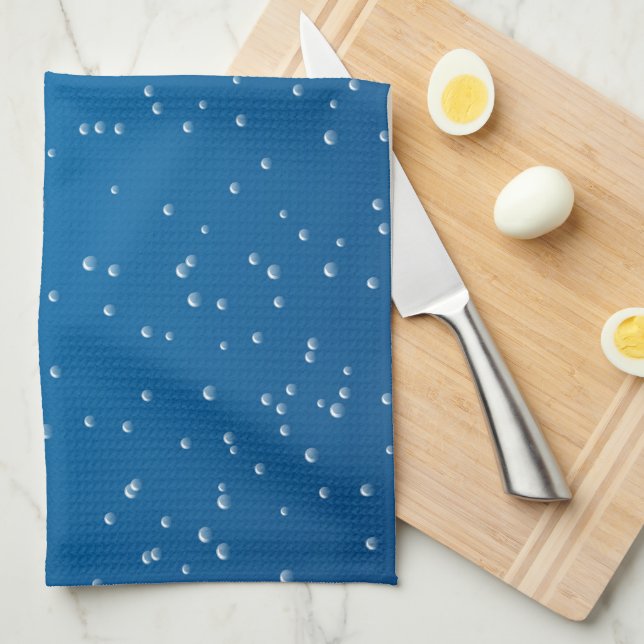 Deep Blue Water and TIny Bubbles Towel (Quarter Fold)