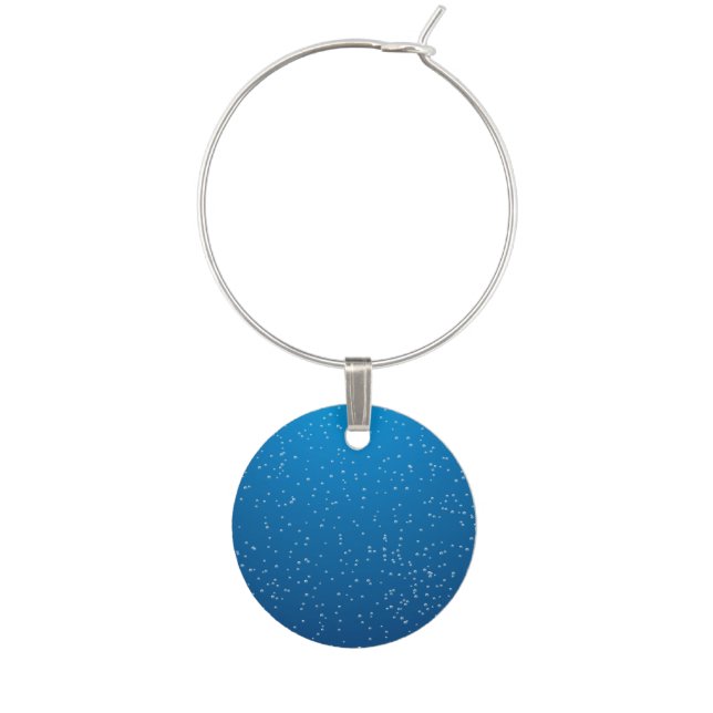 Deep Blue Water and Tiny Bubbles Wine Glass Charm (Front)