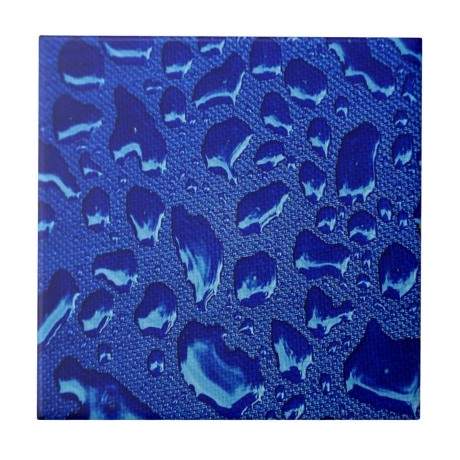 Deep Blue Water Droplets Tile (Front)