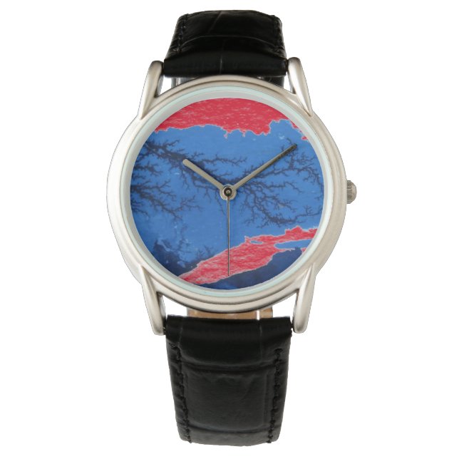 Deep blue waters, undersea trenches red accent watch (Front)