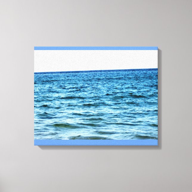 Deep Blue Waves Rising Toward White Sky Canvas Print (Front)