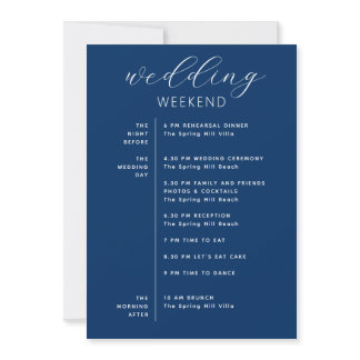 Deep Blue Weekend Timeline | Nautical Navy Wedding Invitation