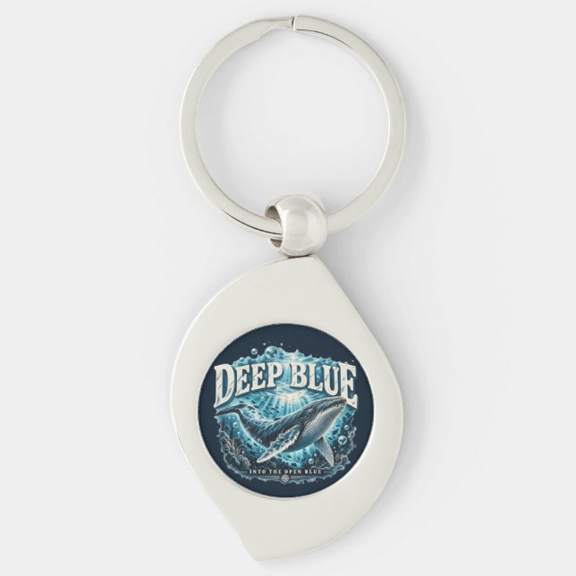 DEEP BLUE Whale Ocean Adventure Keychain (Front)