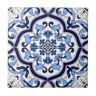 Deep Blue White Floral Sicilian Majolica Mosaic