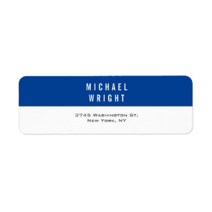 Deep Blue White Modern Plain Simple Minimalist Label