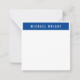 Deep Blue White Modern Plain Simple Minimalist Note Card