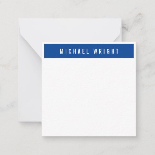 Deep Blue White Modern Plain Simple Minimalist Note Card