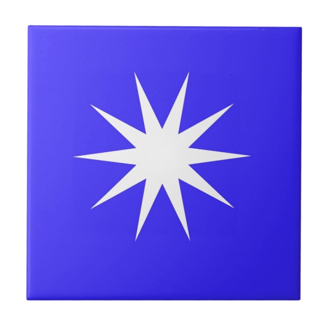 Deep Blue White Star Tile (Front)