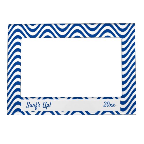 Deep Blue White Waves Magnetic Photo Frame