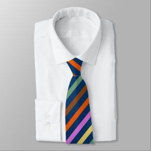Deep Blue with Brown Green Yellow Purple Orange Neck Tie