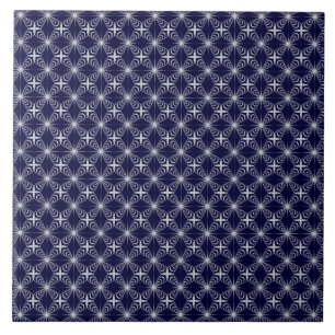deep blue with gray arabesque tile