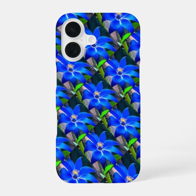 Deep Bluish Flowers Pattern iPhone Case (Back)