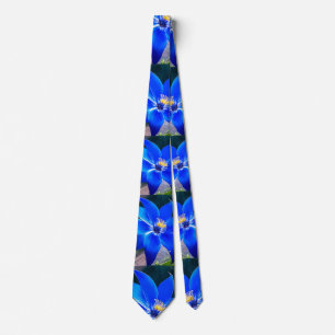 Deep Bluish Flowers Pattern Neck Tie