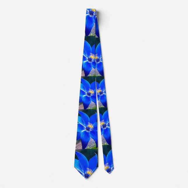 Deep Bluish Flowers Pattern Neck Tie (Front)