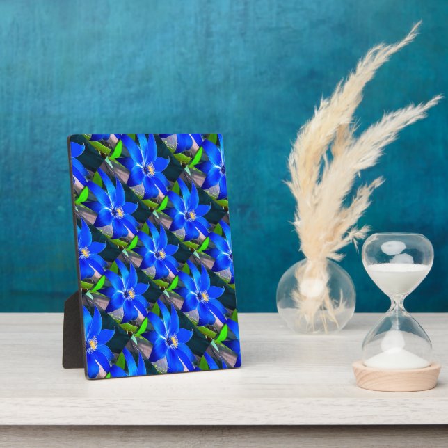 Deep Bluish Flowers Pattern Plaque (Side)