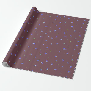 Deep Bordeaux Japanese Gentian Floral Pattern Wrapping Paper