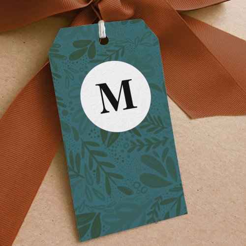 Deep Bramble  Festive Botanical Monogram Gift Tags