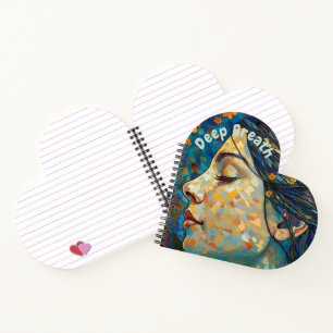 Deep Breath, Motivational quote, blue and gold. Notebook