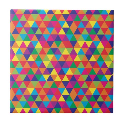 Deep Bright Triangles _ Modern Abstract Pattern Ceramic Tile