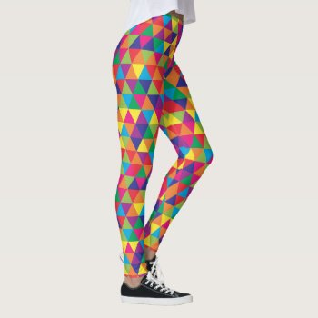 Deep Bright Triangles - Modern Abstract Pattern Leggings by sbworkman at Zazzle