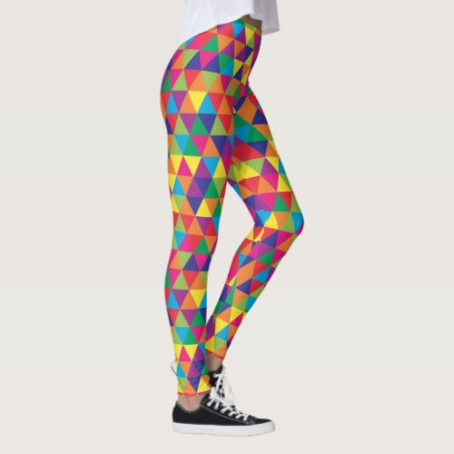 Deep Bright Triangles _ Modern Abstract Pattern Leggings