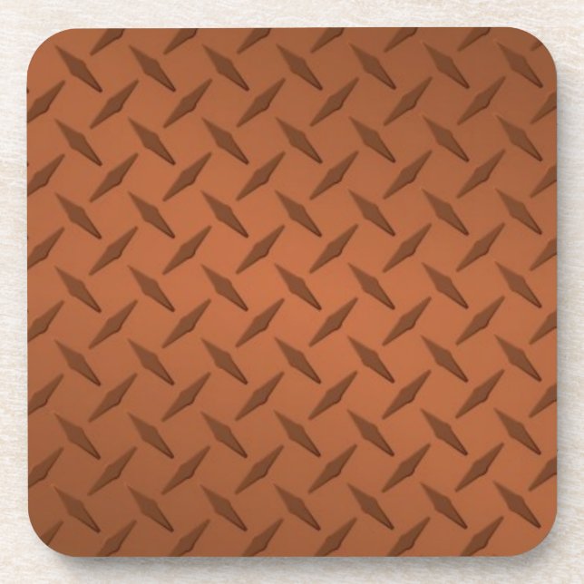 Deep Bronze Diamond Plate Pattern Beverage Coaster (Front)