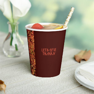Deep Brown Dinner Autumn Feast Happy Thanksgiving Paper Cups