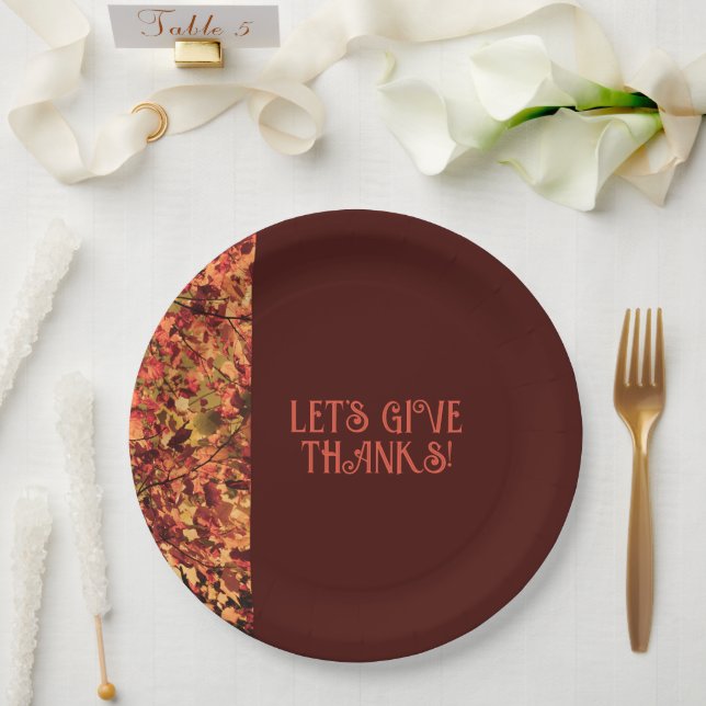 Deep Brown Family Gathering Happy Thanks giving Paper Plates (Wedding)