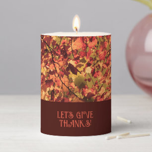 Deep Brown Family Thanksgiving Pillar Candle