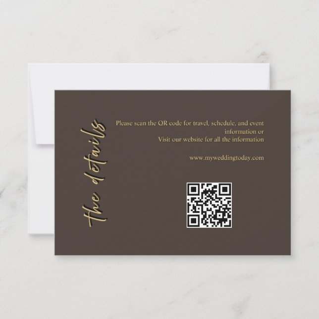 Deep Brown & Gold Wedding Enclosure Card (Front)