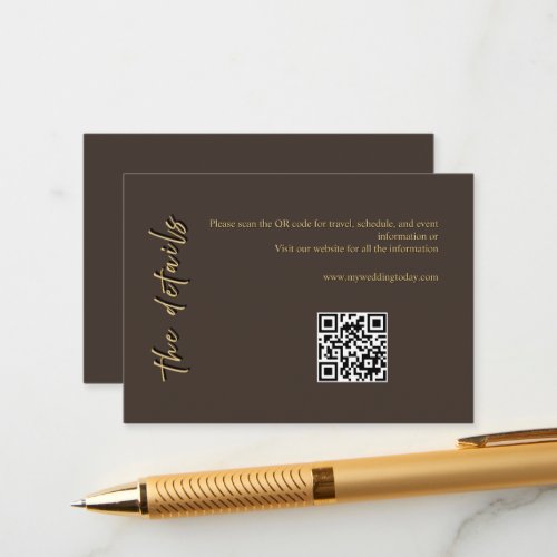 Deep Brown & Gold Wedding Enclosure Card