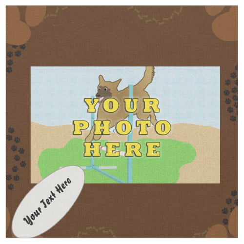 Deep Brown Paws and Tracks Custom Photo Fabric