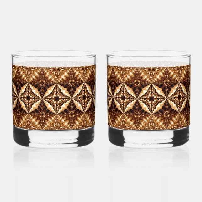 Deep Brown Stars Drinkware Set Whiskey Glass (Front)