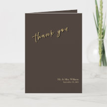 Deep Brown Wedding Thank‑You Card