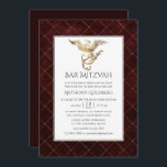 Deep Burgundy and Gold Dragon themed Bar Mitzvah Invitation<br><div class="desc">Plush vintage lattice dragon theme bar mitzvah invitation.</div>