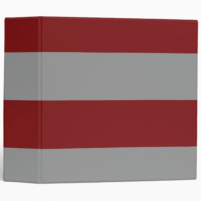 Deep Burgundy and Gray Simple Extra Wide Stripes 3 Ring Binder (Front/Spine)
