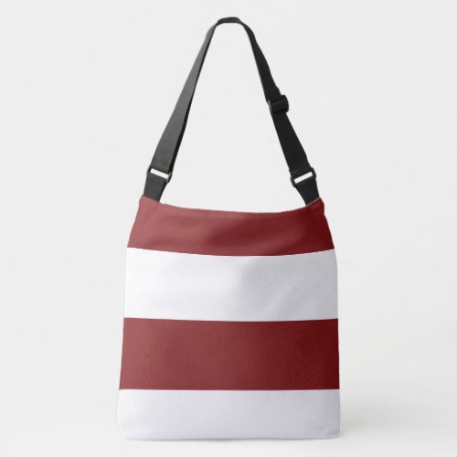 Deep Burgundy and White Simple Extra Wide Stripes Crossbody Bag