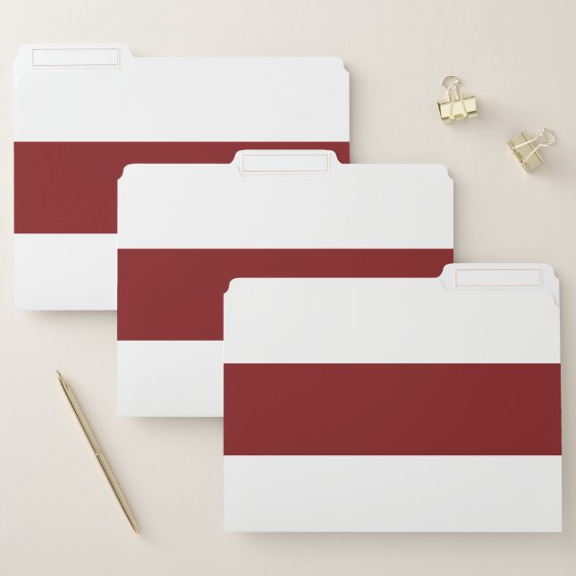 Deep Burgundy and White Simple Extra Wide Stripes File Folder (Set)