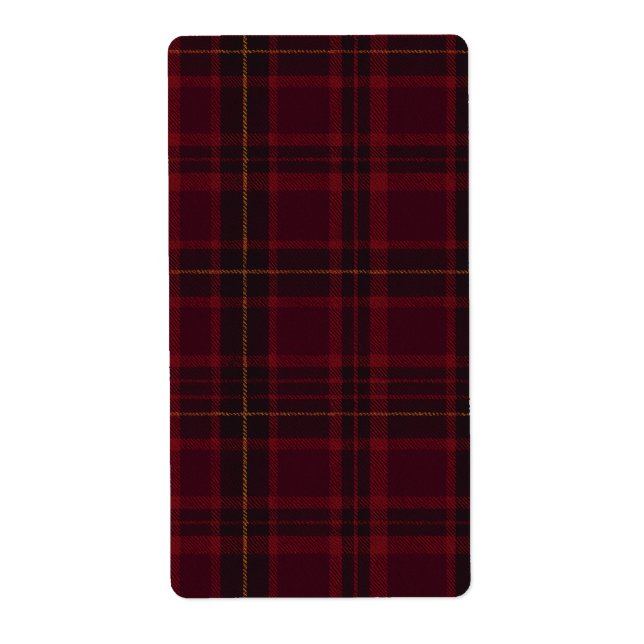 Deep Burgundy Blackwatch Tartan Plaid Pattern Label (Front)